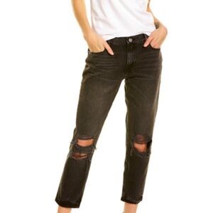 Frame Jeans Cropped Distressed Black Size 27